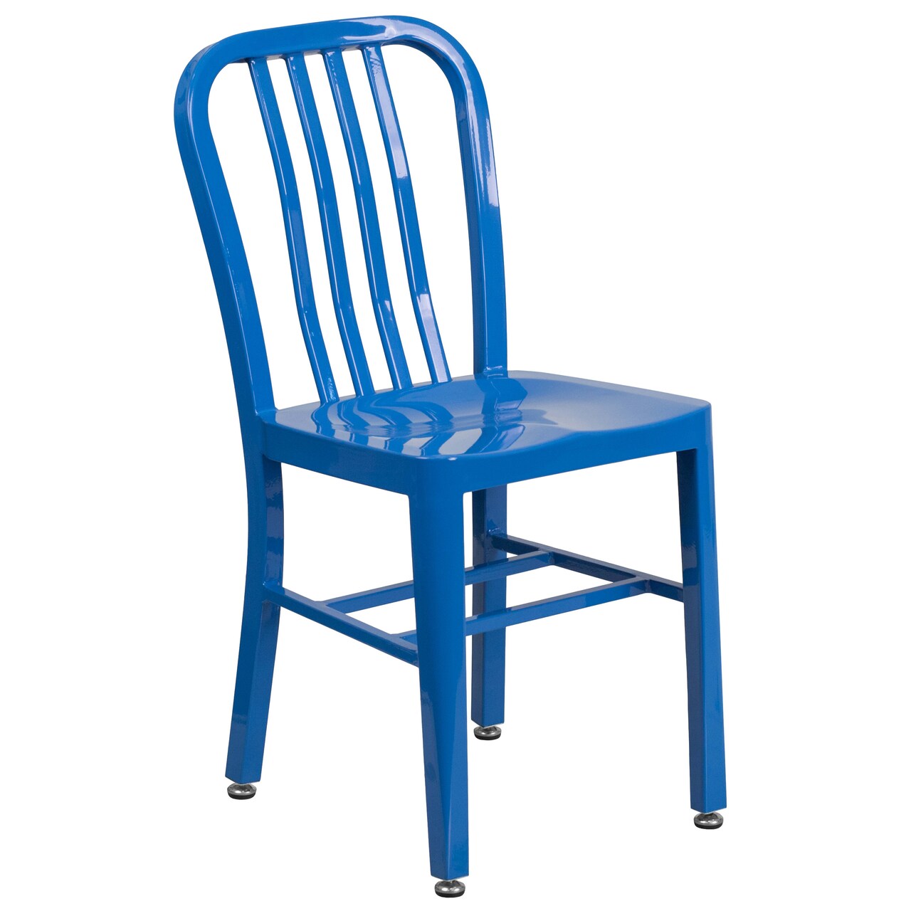 Merrick Lane Santorini 18 Inch Galvanized Steel Indoor/Outdoor Dining Chair with Slatted Back And Powder Coated Finish